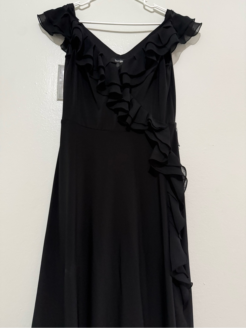 Black Ruffle V-Neck Women’s Dress